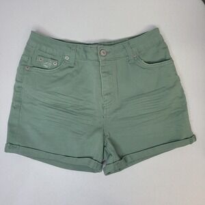 Love Tree Denim Green High Rise Cuffed Jean Shorts Size Medium